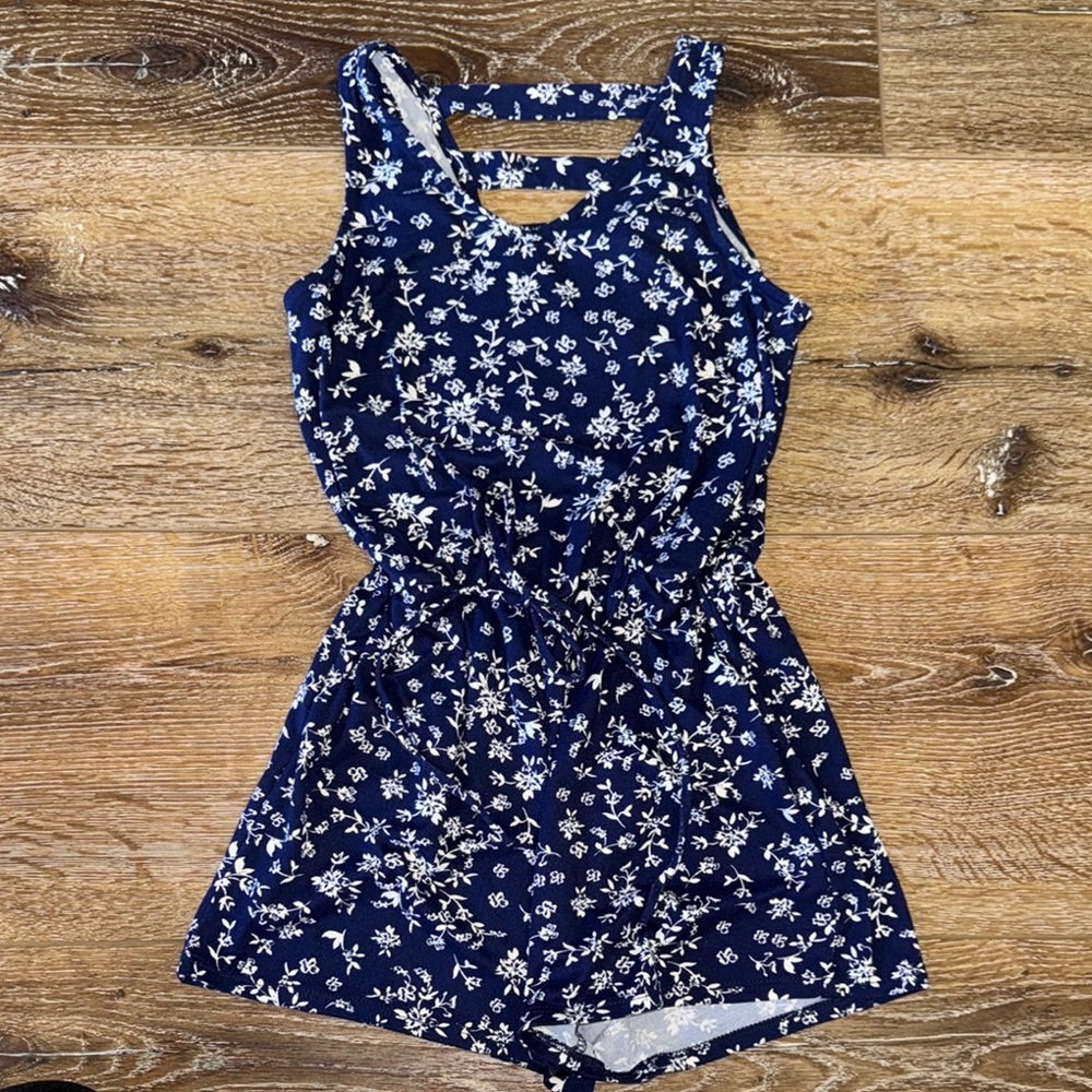 Walking on Sunshine - Floral Navy Kids Romper
